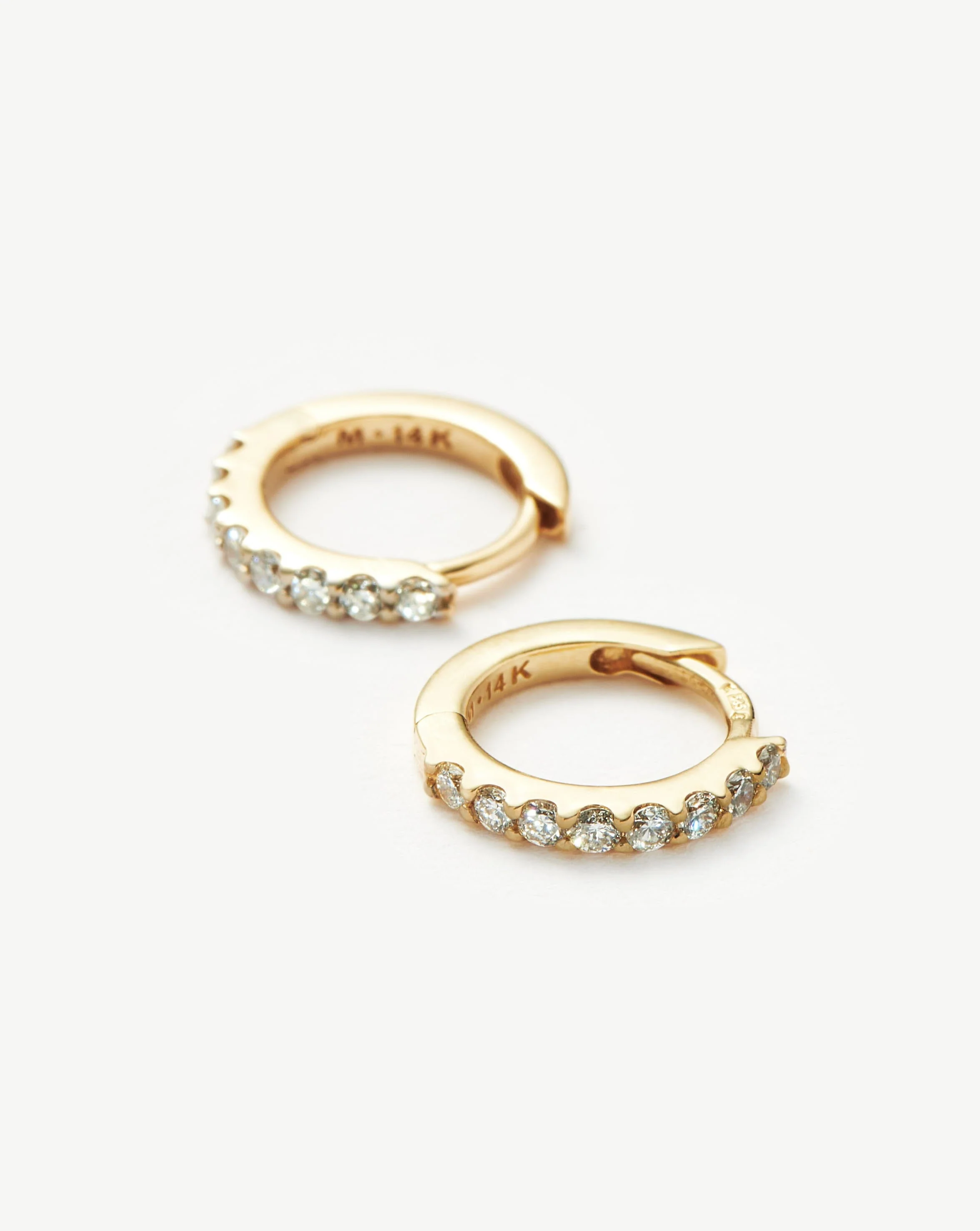 Solid Gold Classic Diamond Huggies | 14k Solid Gold/Diamond - Image 4