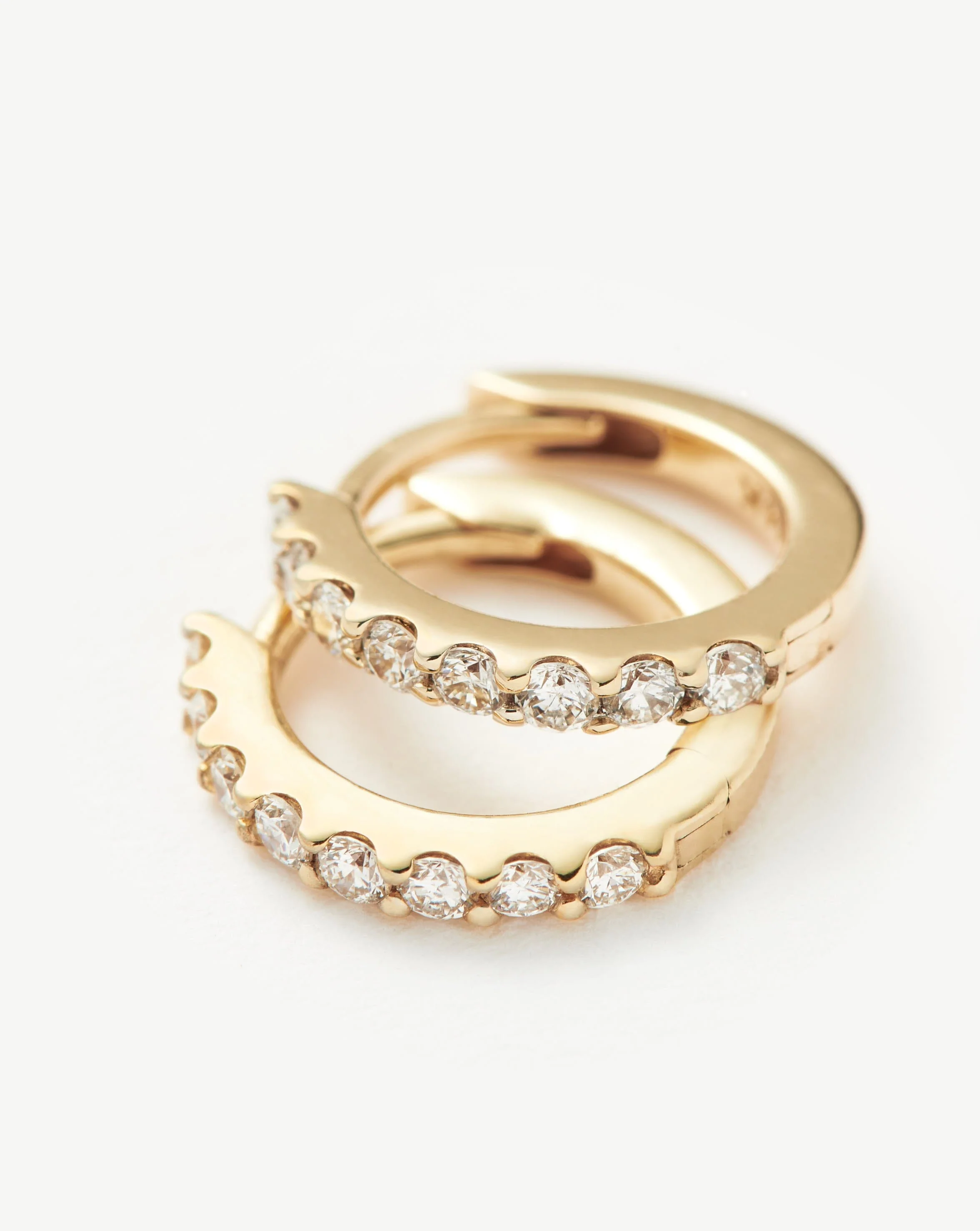 Solid Gold Classic Diamond Huggies | 14k Solid Gold/Diamond - Image 5