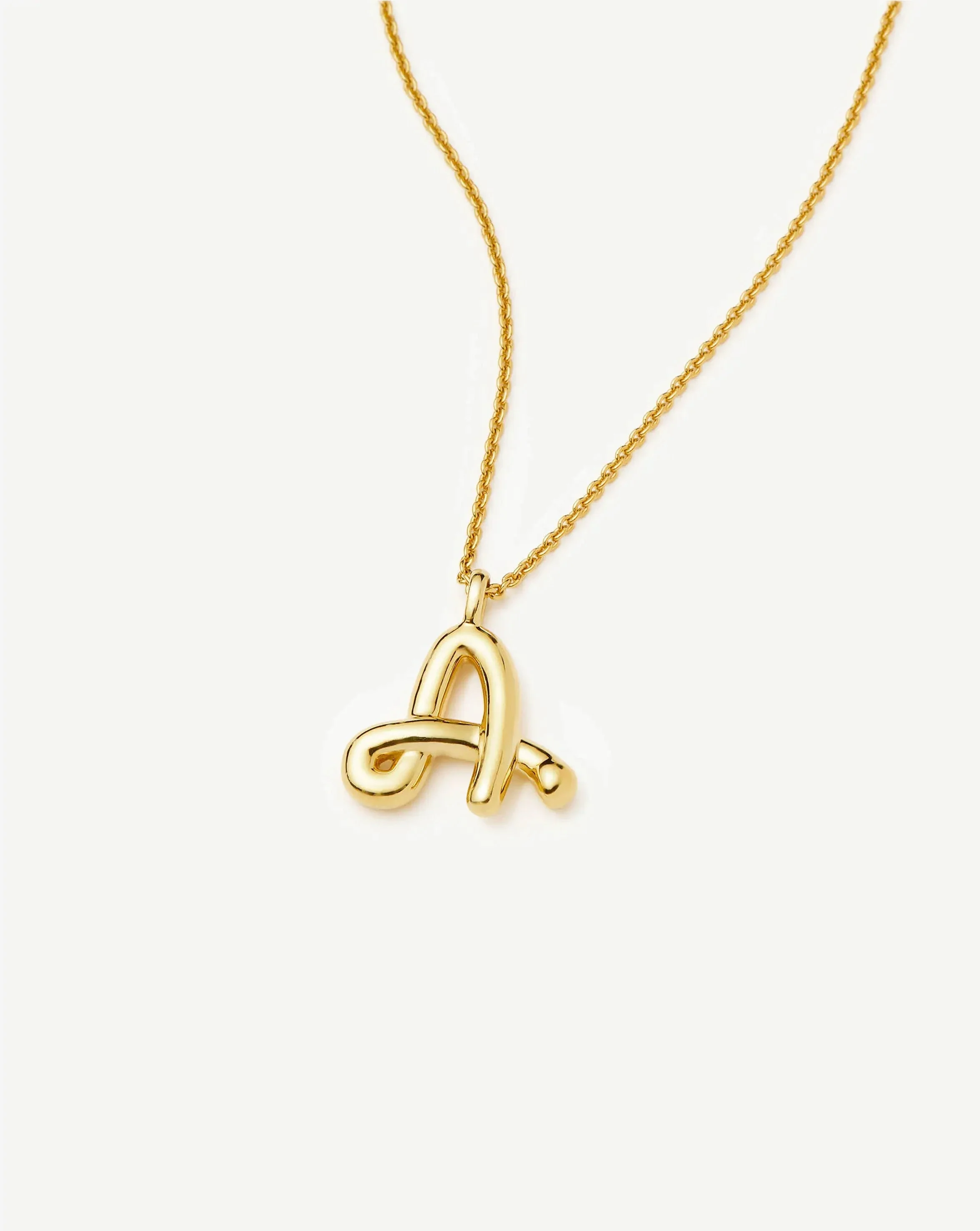 Curly Molten Initial Pendant Necklace - A | 18k Gold Vermeil - Image 4
