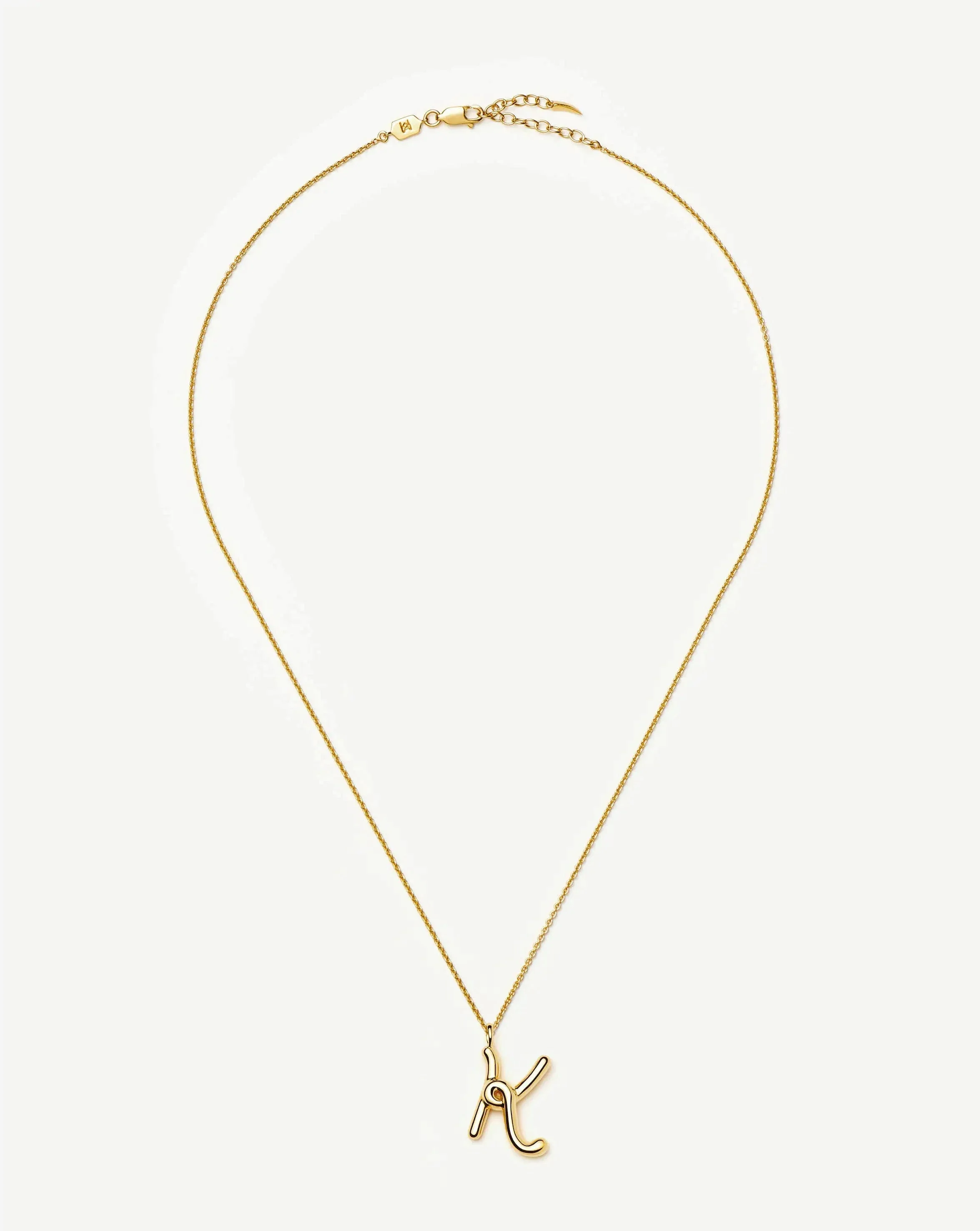 Curly Molten Initial Pendant Necklace - K | 18k Gold Vermeil - Image 3