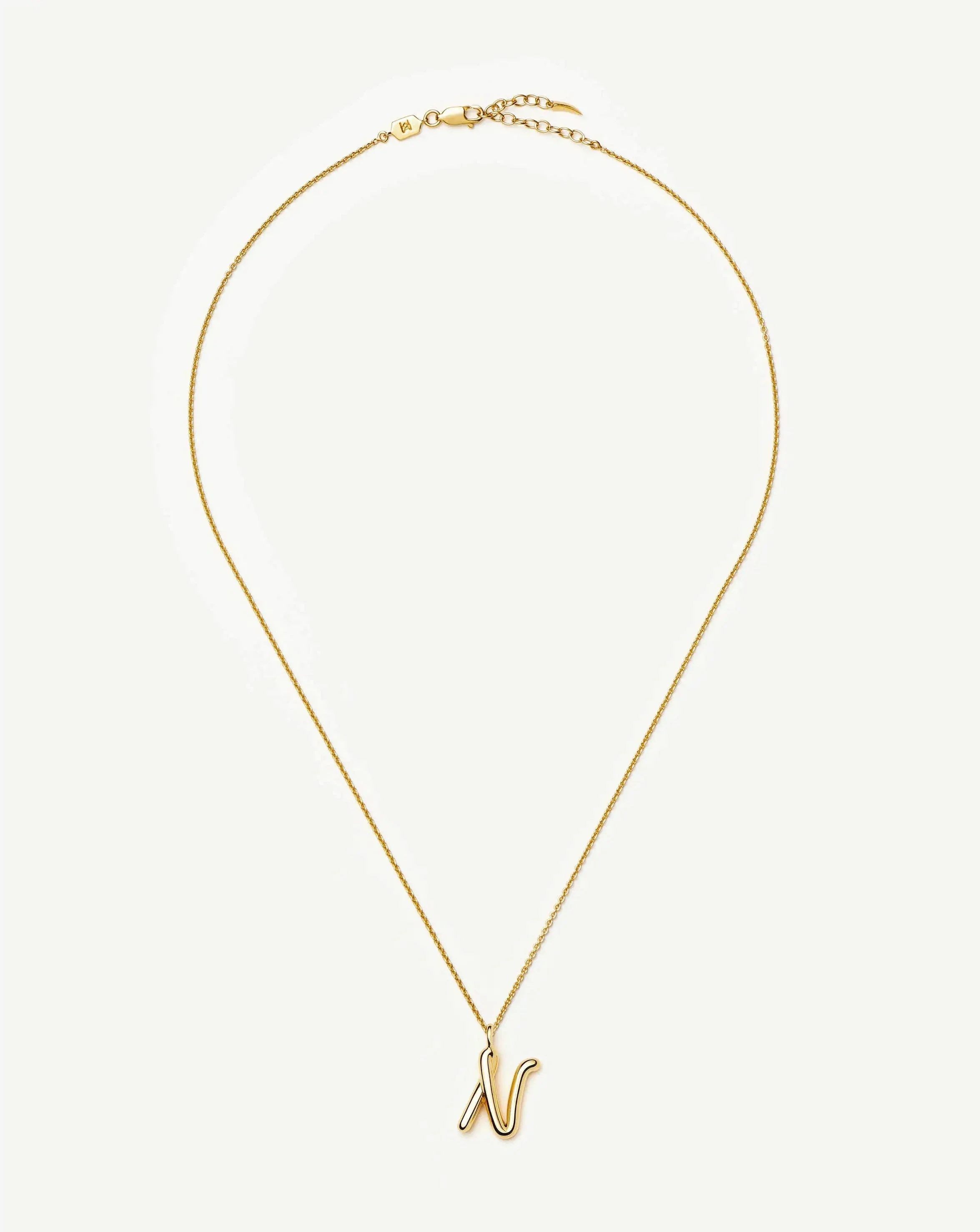 Curly Molten Initial Pendant Necklace - N | 18k Gold Vermeil - Image 3