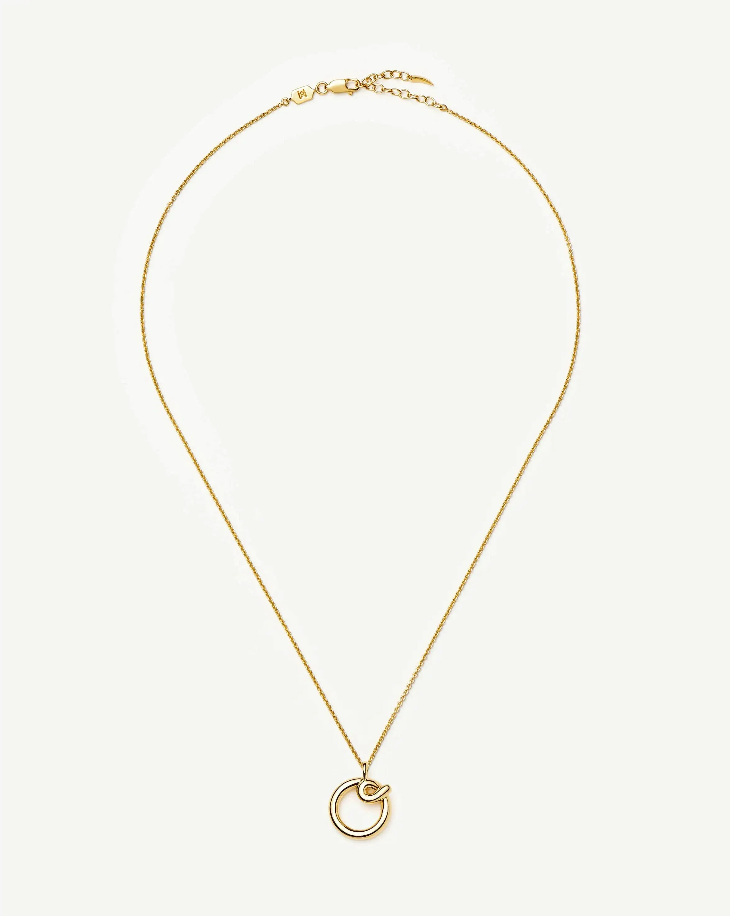 Curly Molten Initial Pendant Necklace - O | 18k Gold Vermeil - Image 3