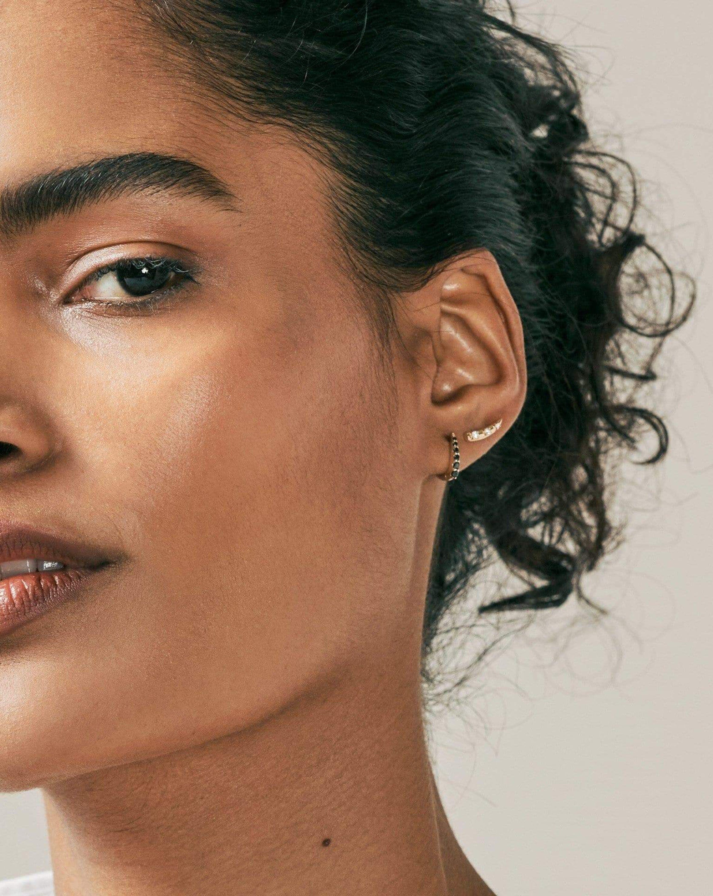 Solid Gold Claw Huggies | 14k Solid Gold/Black Diamond - Image 3