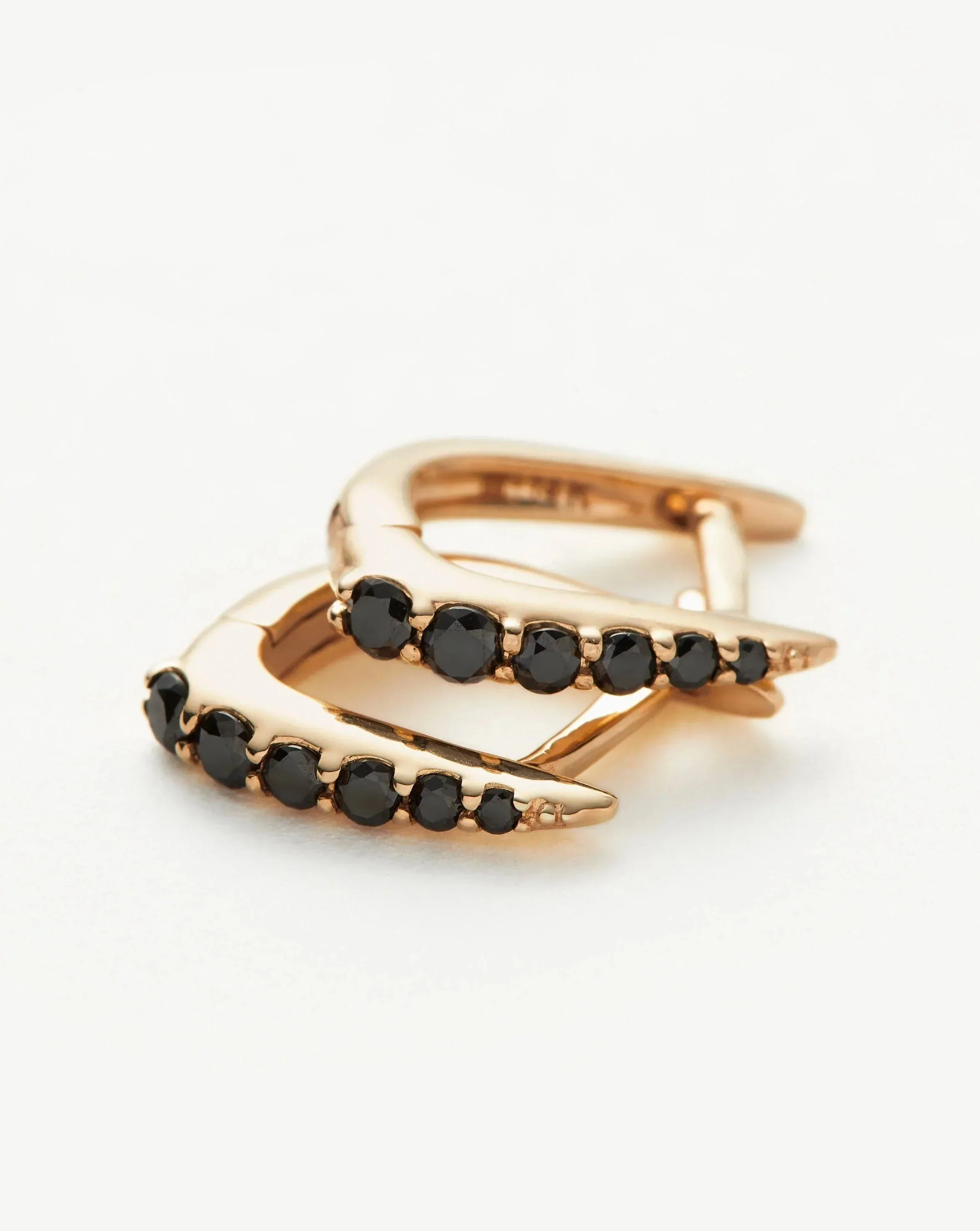 Solid Gold Claw Huggies | 14k Solid Gold/Black Diamond - Image 4