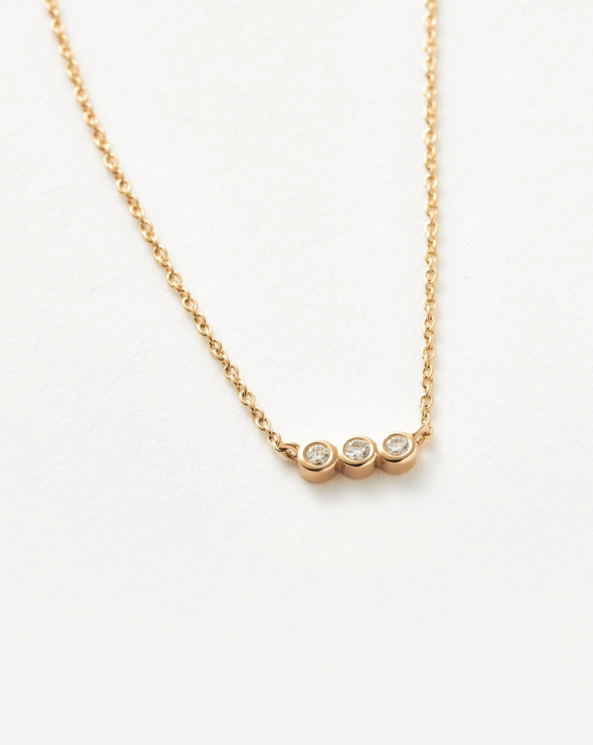 Solid Gold Diamond Solitaire Trio Necklace - Image 4