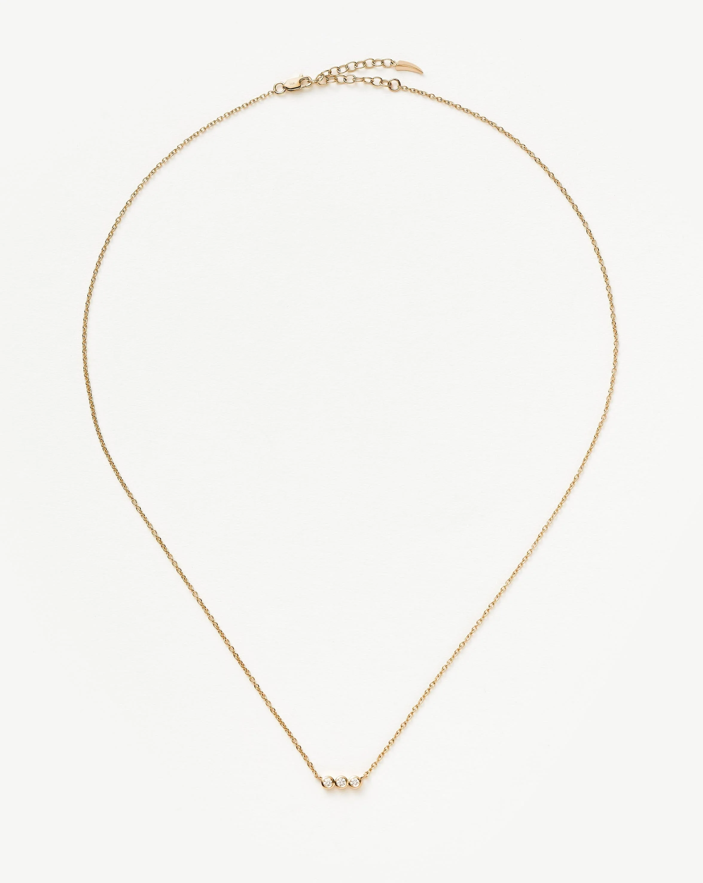 Solid Gold Diamond Solitaire Trio Necklace - Image 5