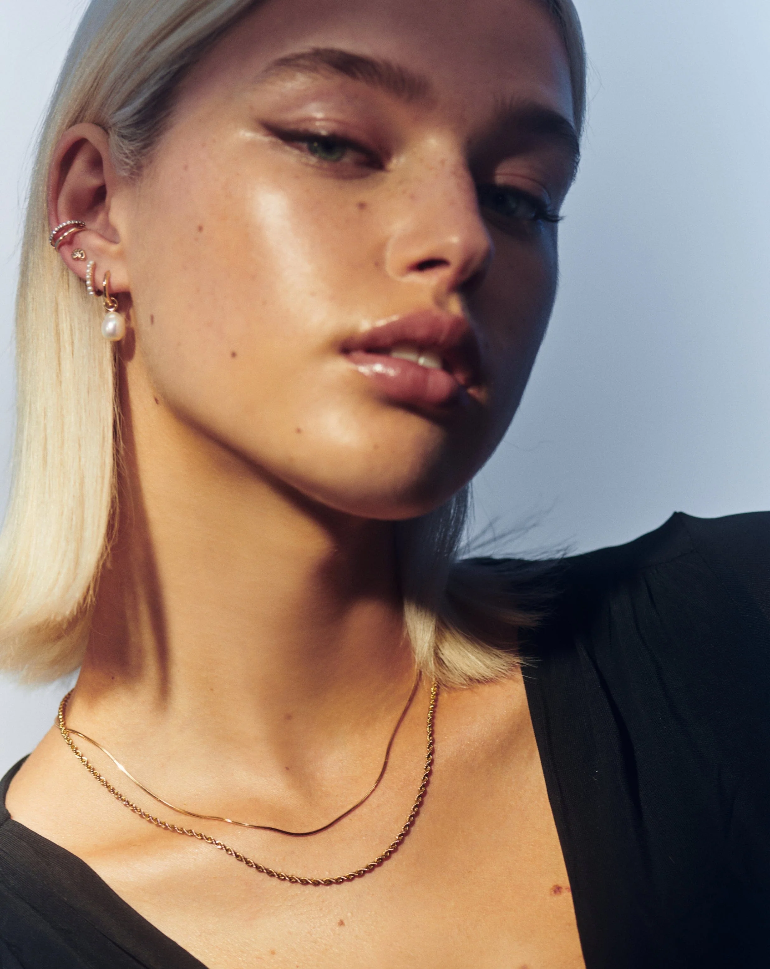 Solid Gold Square Snake Chain Necklace - Image 3