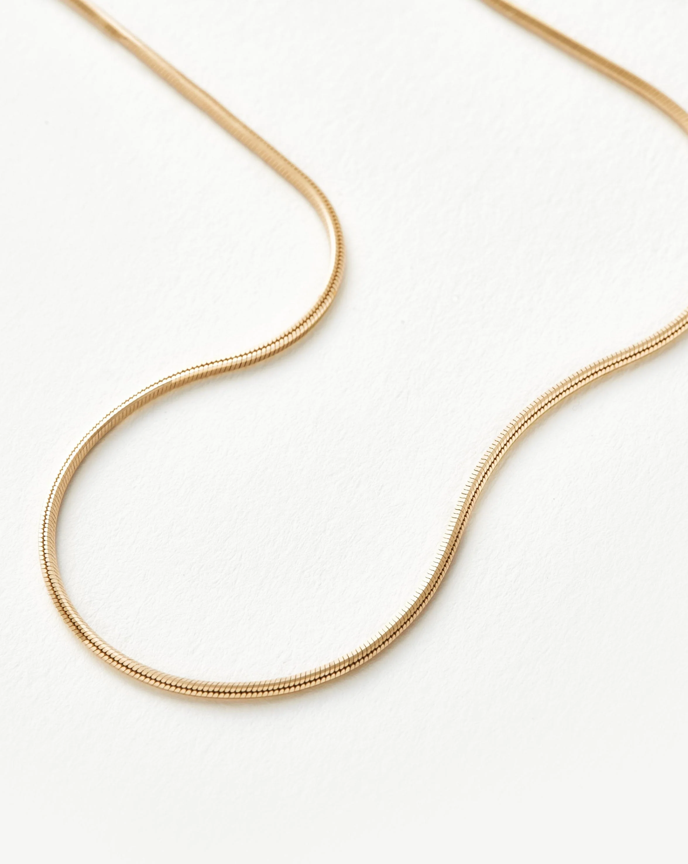 Solid Gold Square Snake Chain Necklace - Image 4