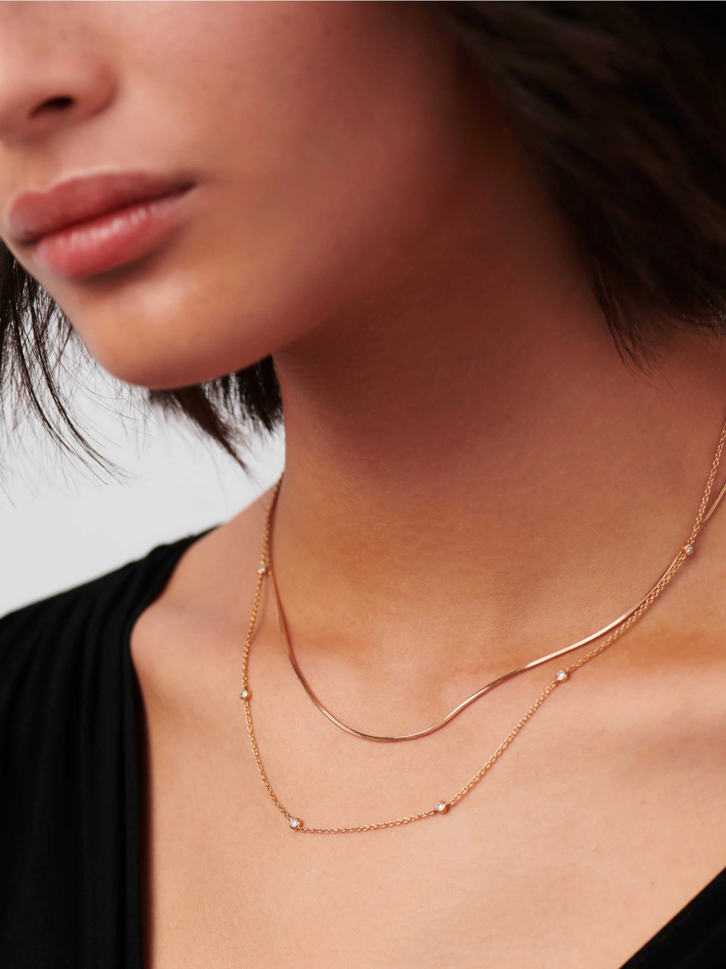 Solid Gold Floating Diamond Necklace | 14k Solid Gold - Image 3