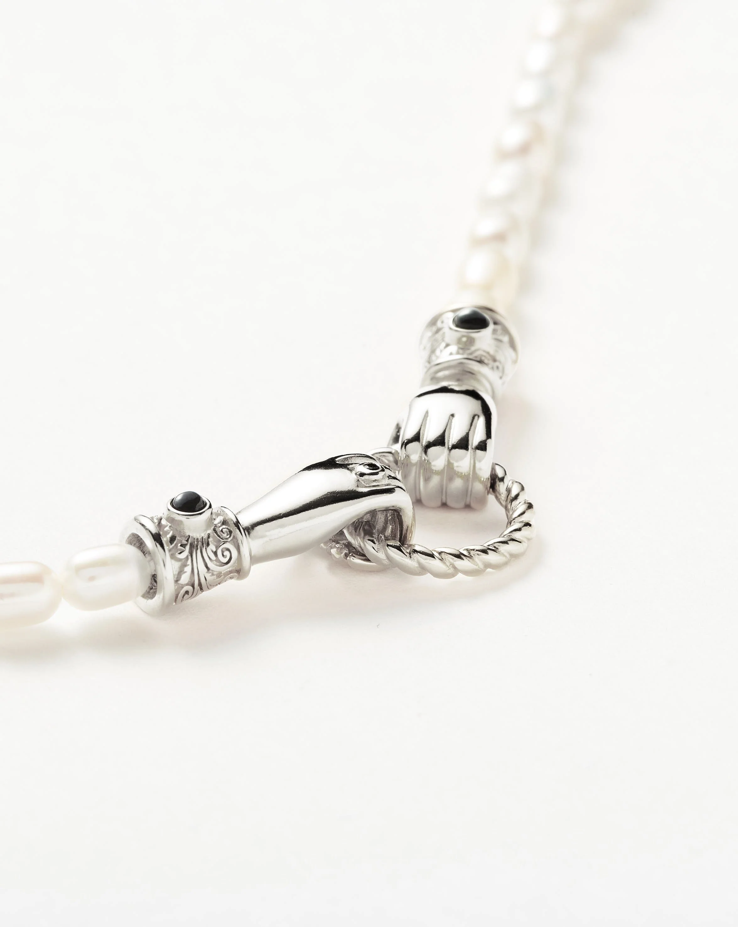 Harris Reed In Good Hands Pearl Bracelet | Silver Plated/Pearl & Black Onyx - Image 4