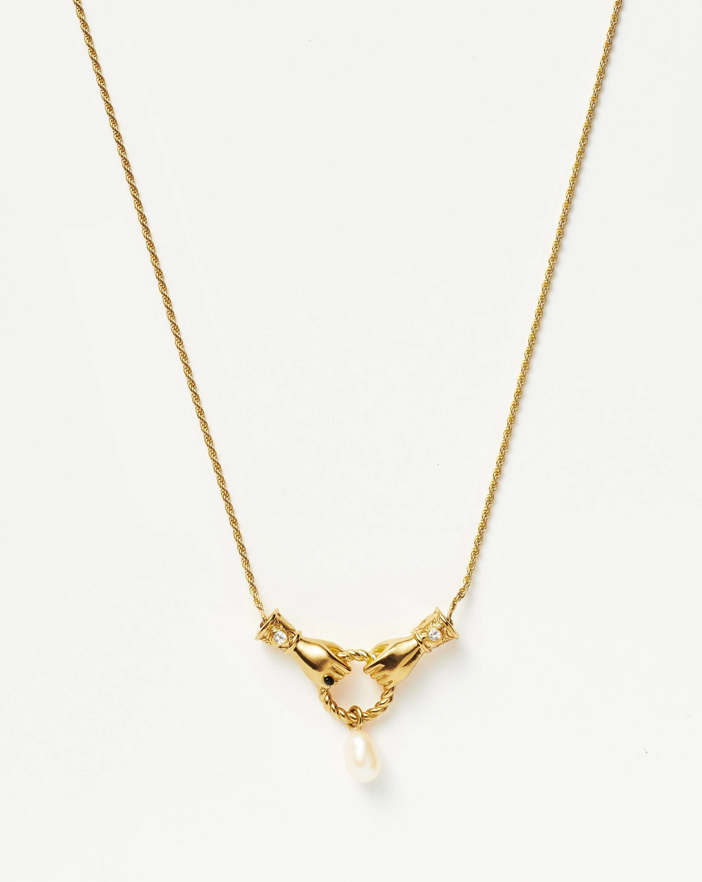 Harris Reed In Good Hands Drop Pendant Necklace | 18k Gold Plated/Pearl & Black Onyx - Image 4