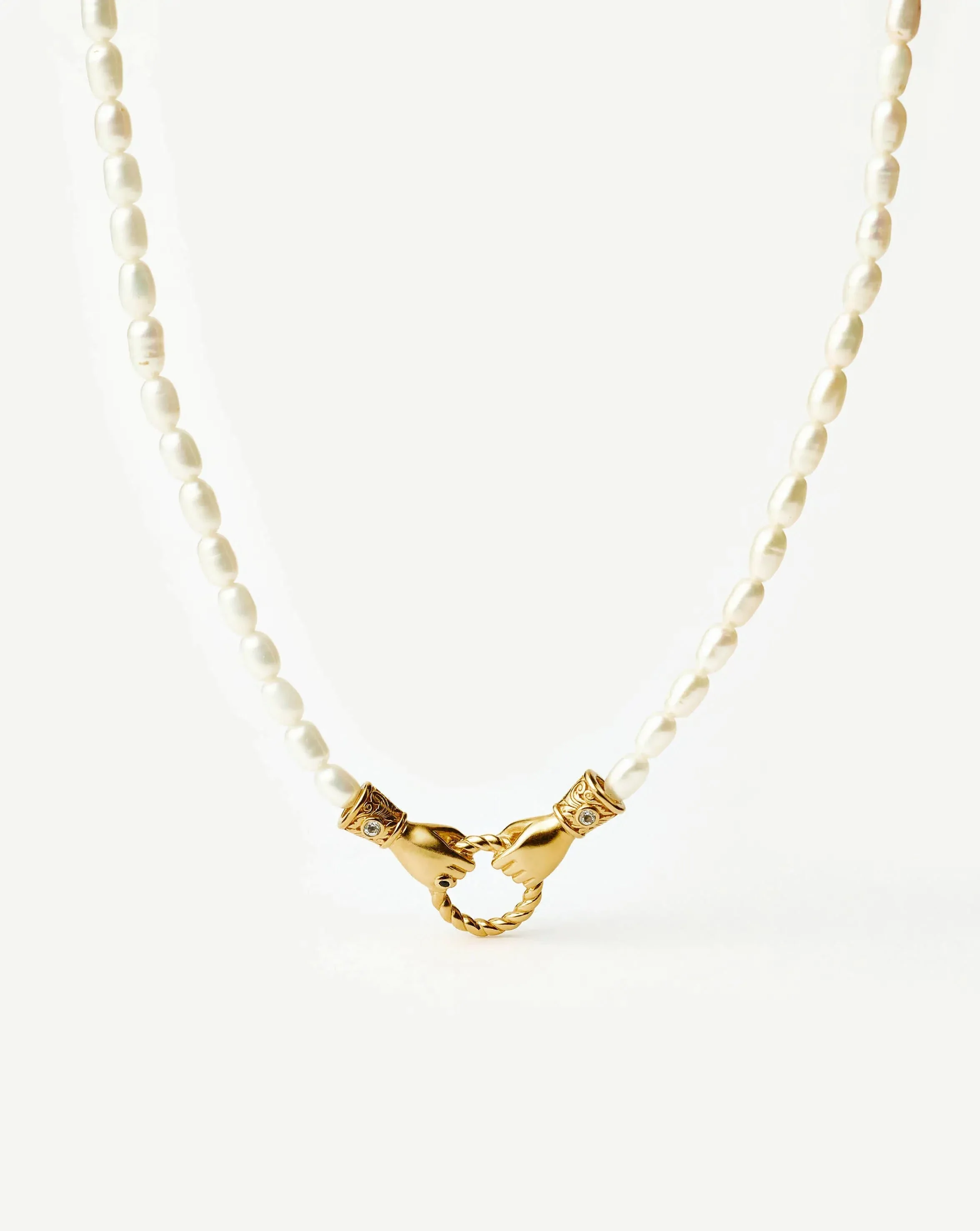 Harris Reed In Good Hands Pearl Pendant Necklace | 18k Gold Plated/Pearl & Black Onyx - Image 4