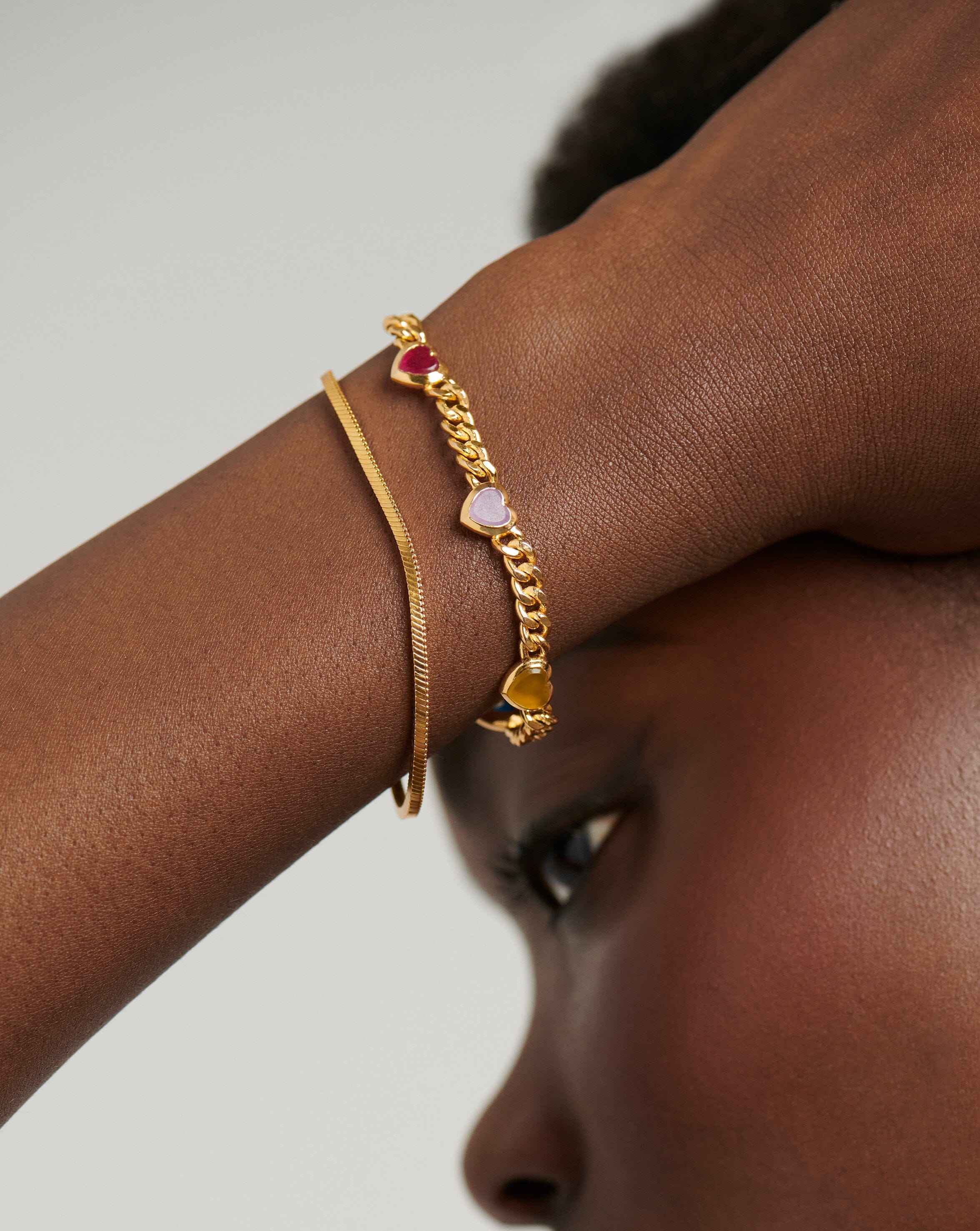 Jelly Heart Gemstone Charm Bracelet | 18k Gold Plated/Multi Quartz - Image 3