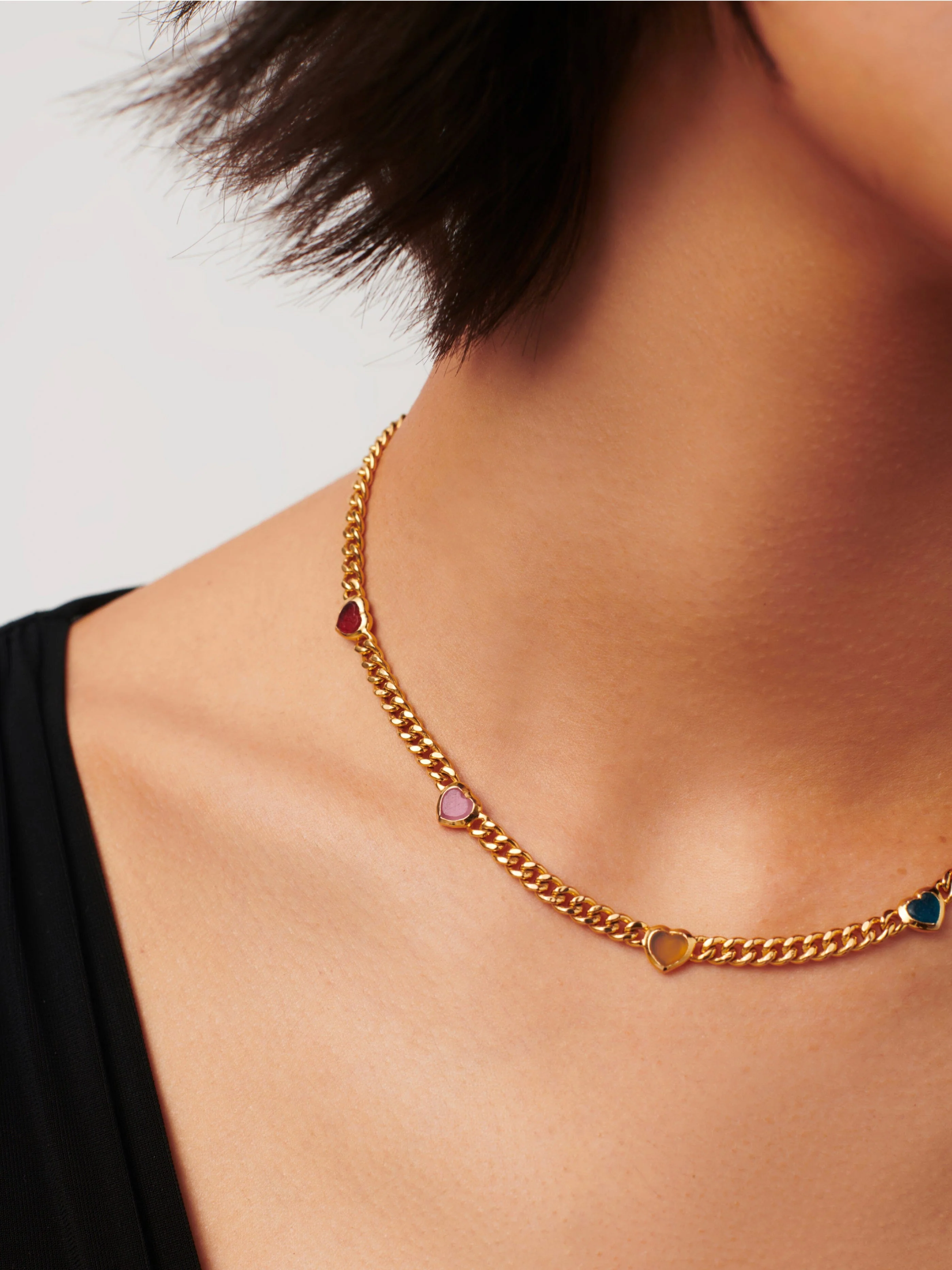 Jelly Heart Gemstone Charm Necklace | 18k Gold Plated/Multi Quartz - Image 6