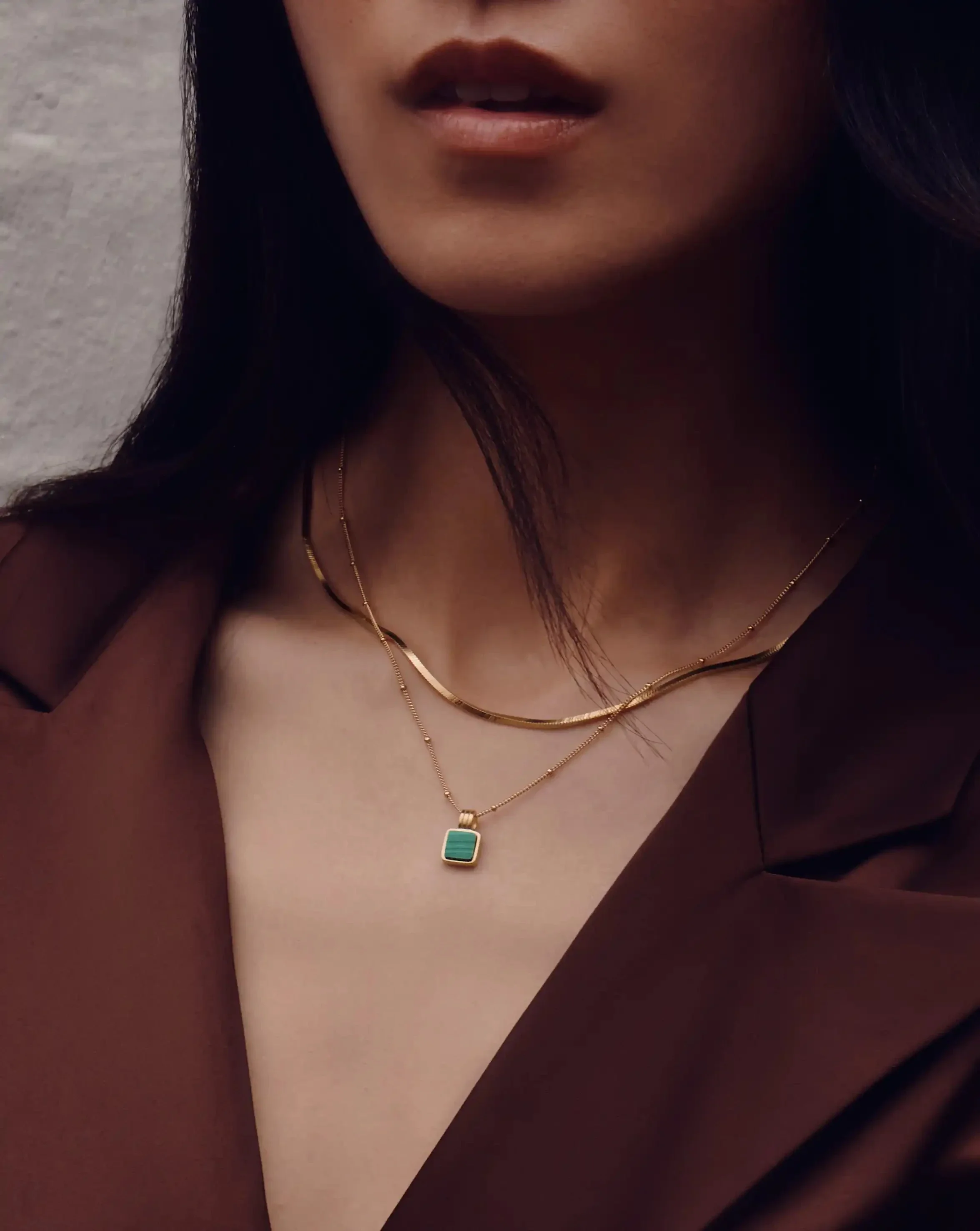 Lucy Williams Square Malachite Necklace | 18k Gold Vermeil/Malachite - Image 3