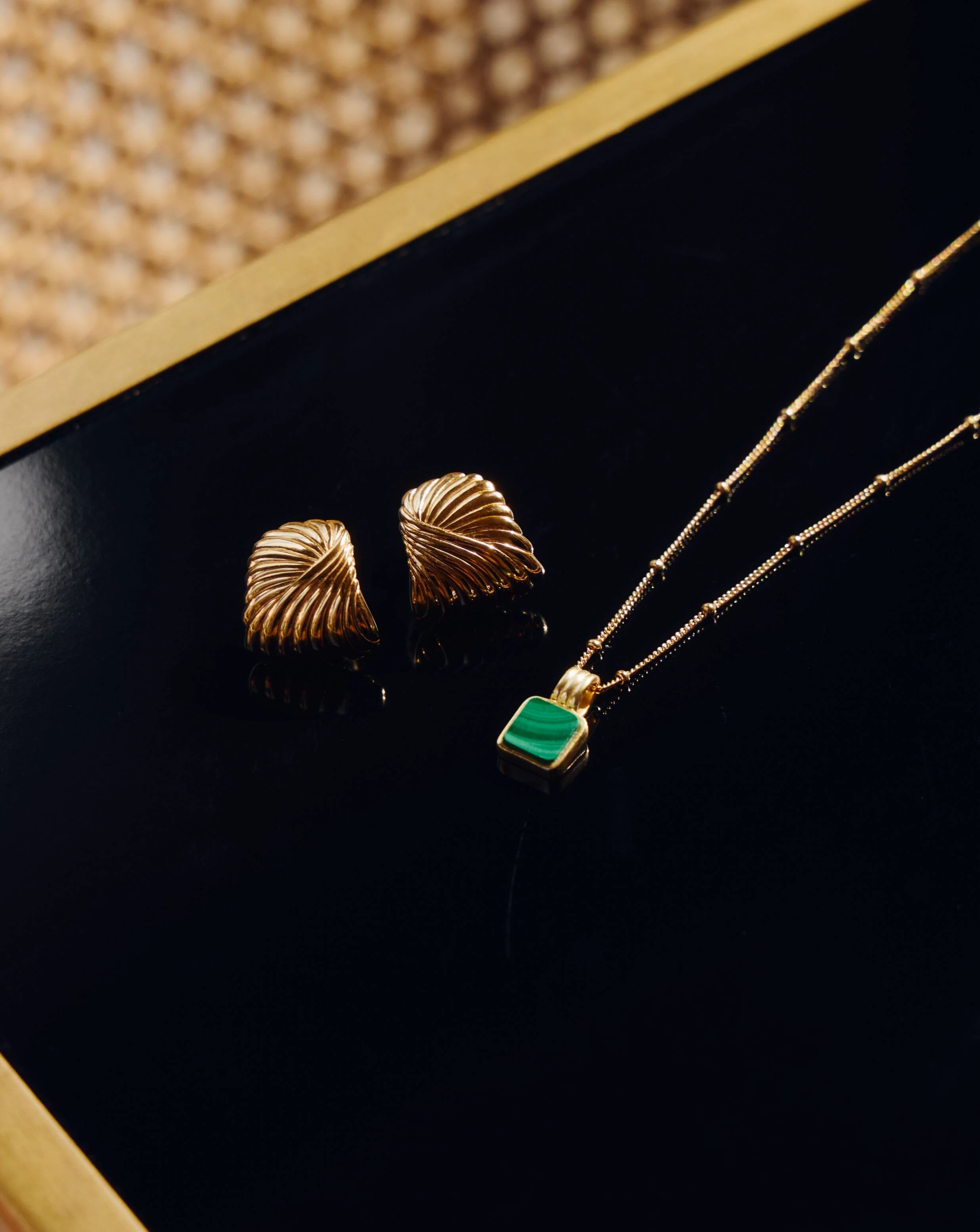 Lucy Williams Square Malachite Necklace | 18k Gold Vermeil/Malachite - Image 5