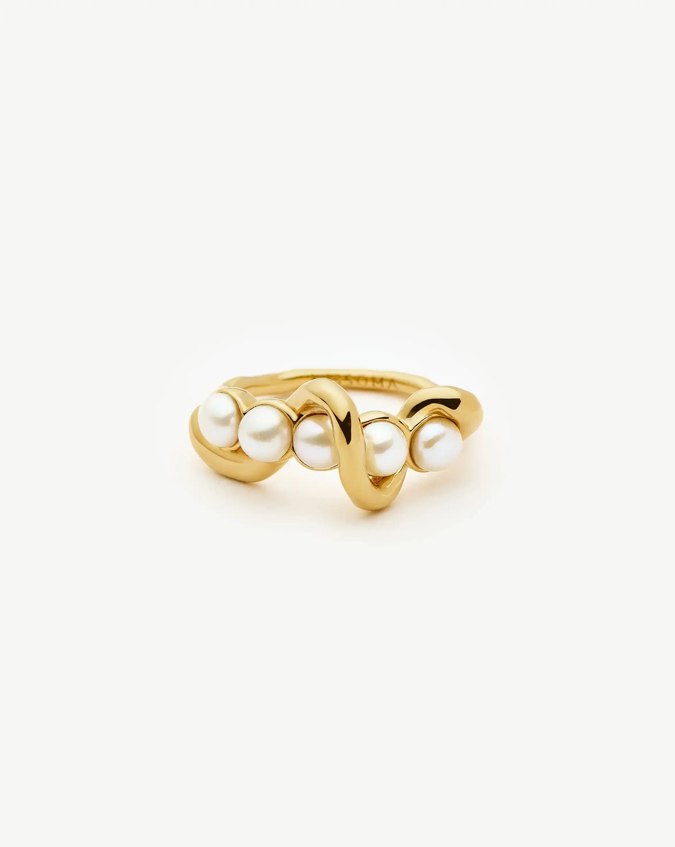 Molten Pearl Twisted Stacking Ring | 18k Gold Vermeil/Pearl - Image 5