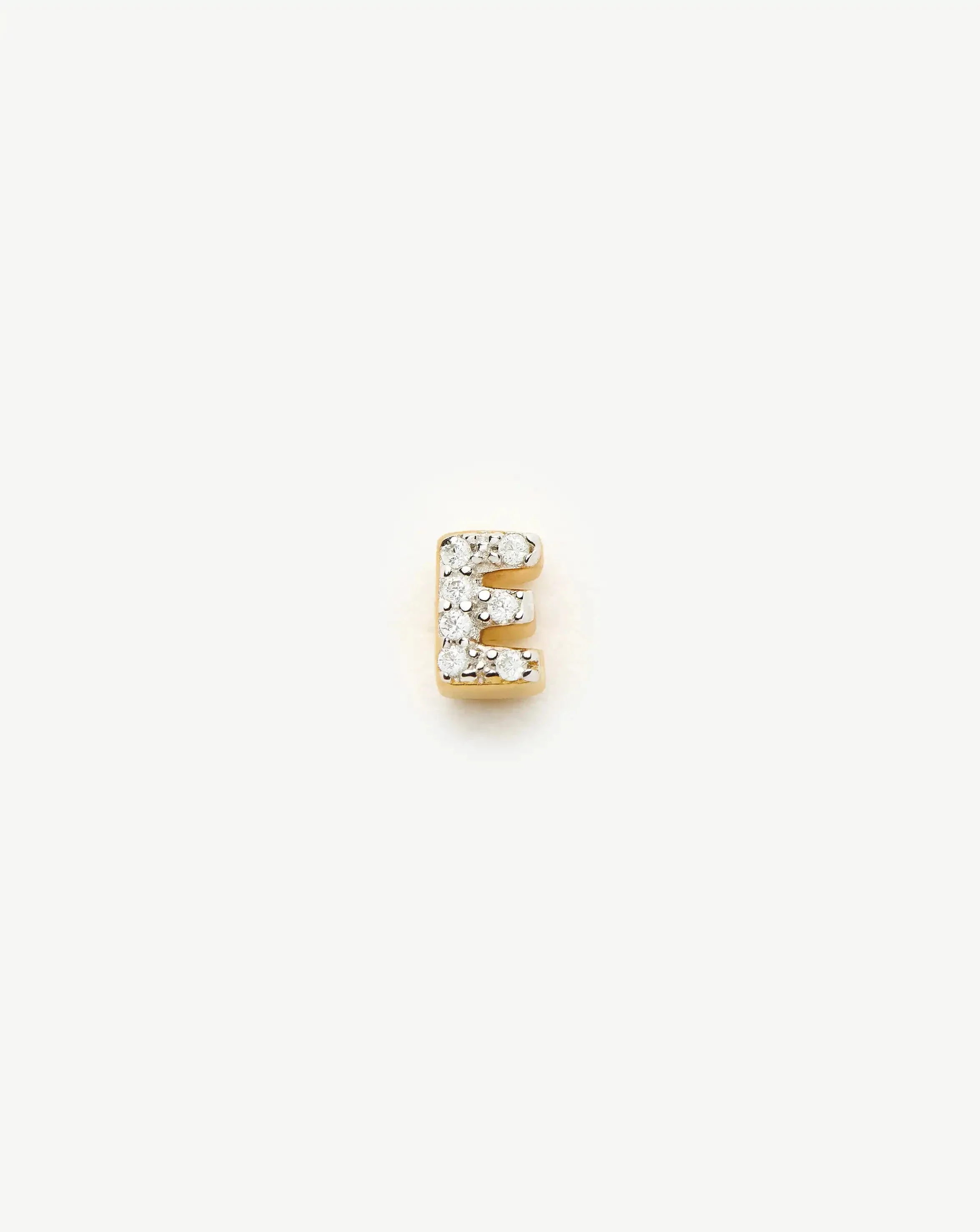 Pave Initial Single Stud Earring - Initial E | 18k Gold Vermeil/Cubic Zirconia - Image 4