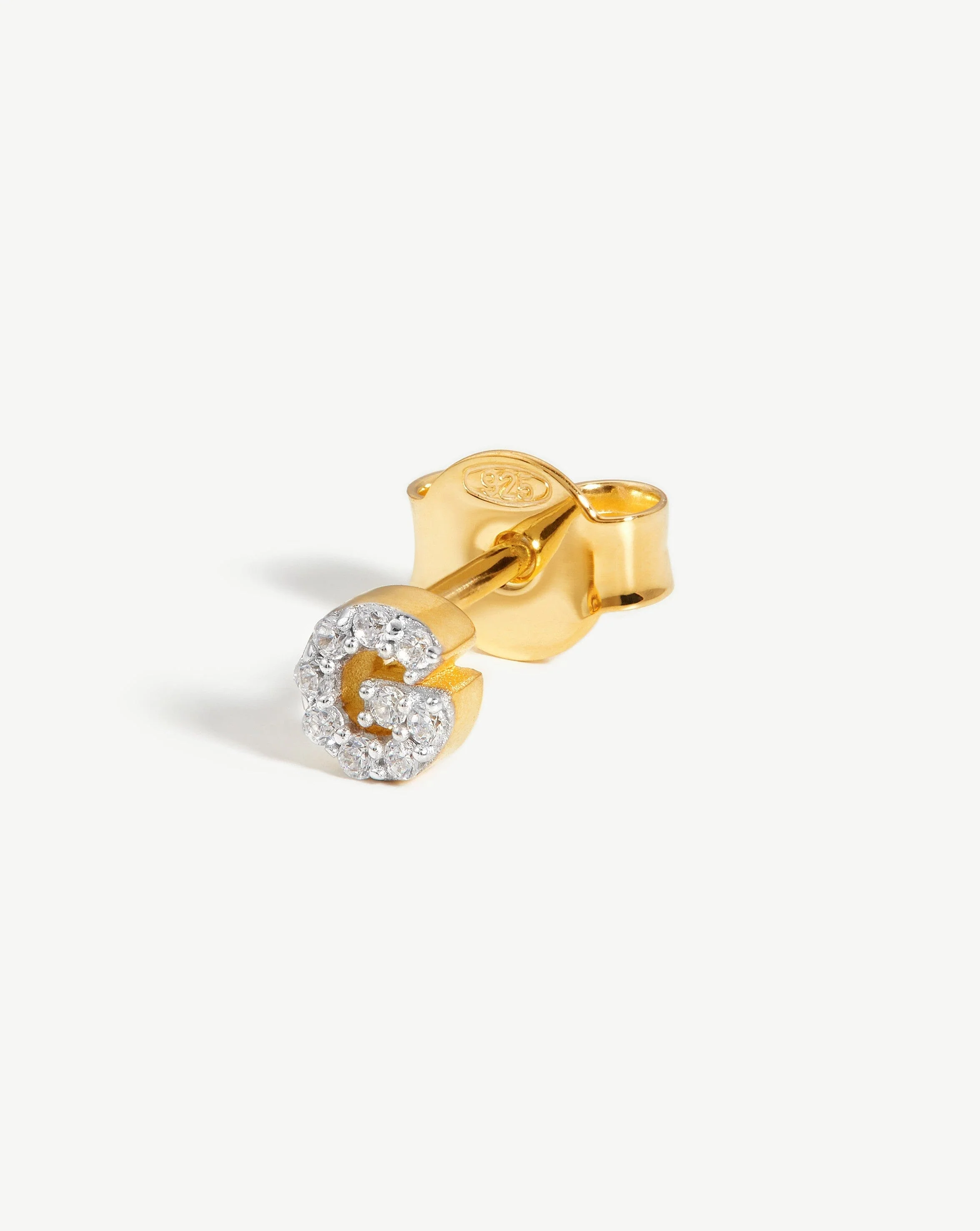 Pave Initial Single Stud Earring - Initial G | 18k Gold Vermeil/Cubic Zirconia - Image 3
