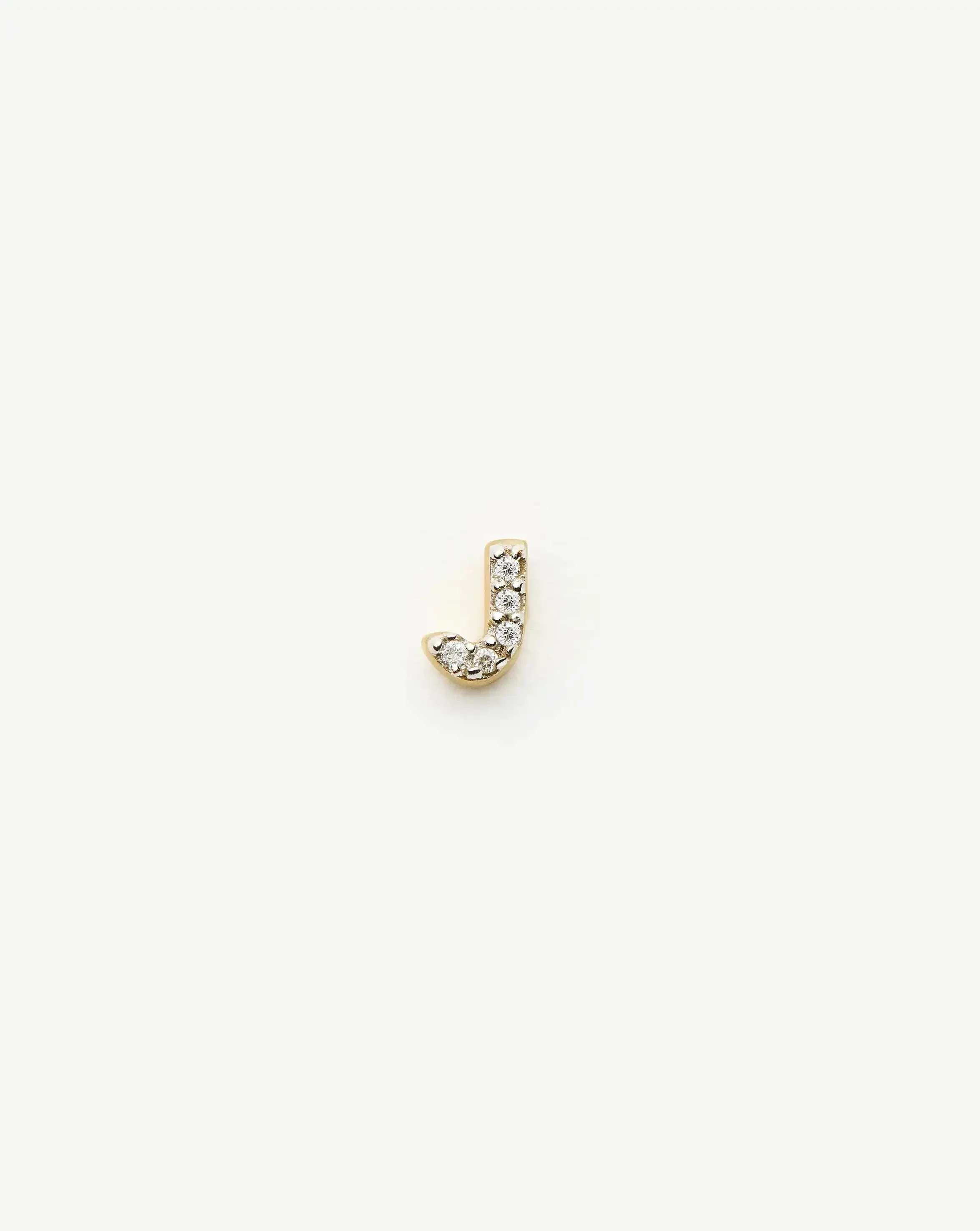 Pave Initial Single Stud Earring - Initial J | 18k Gold Vermeil/Cubic Zirconia - Image 4