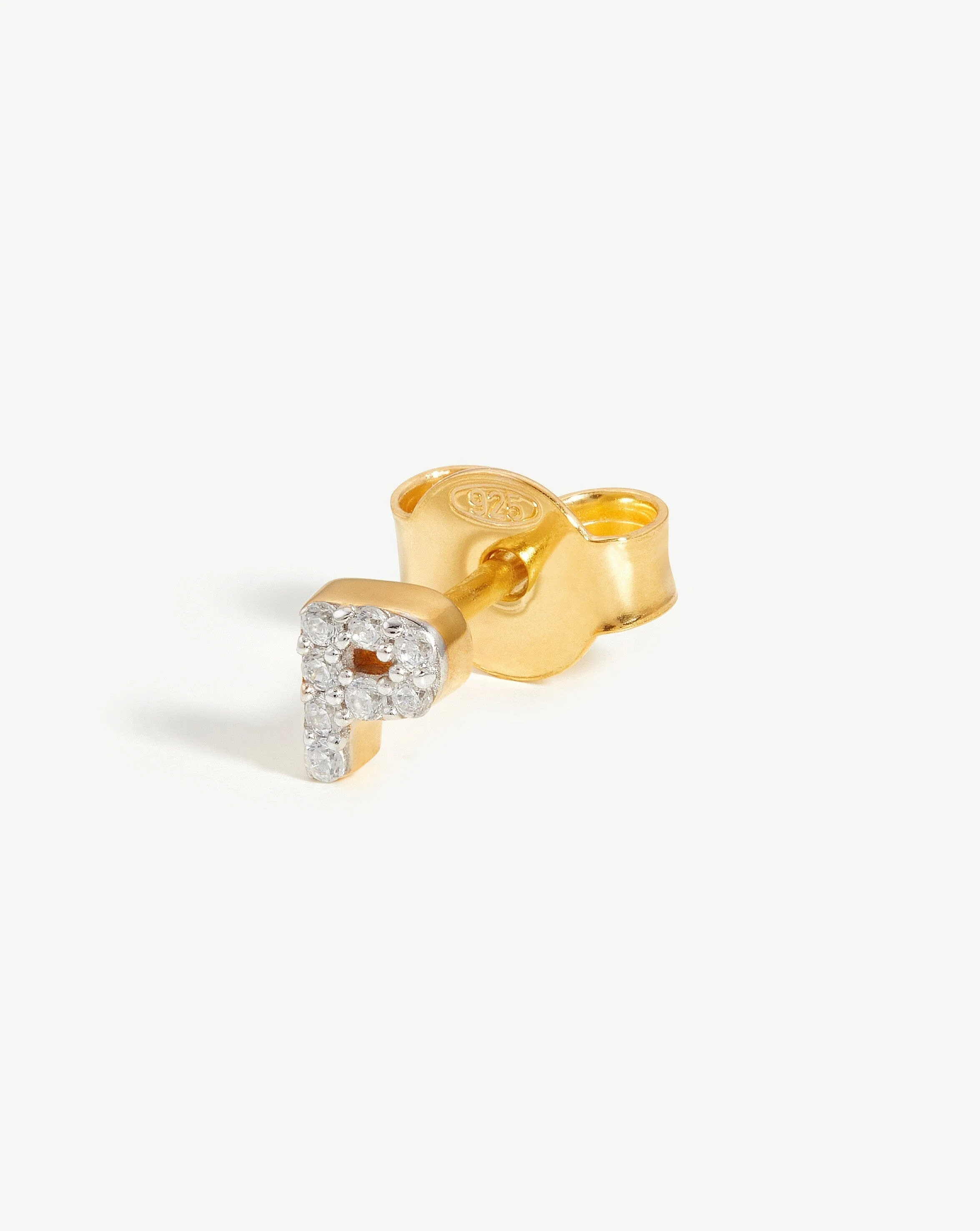 Pave Initial Single Stud Earring - Initial P | 18k Gold Vermeil/Cubic Zirconia - Image 3