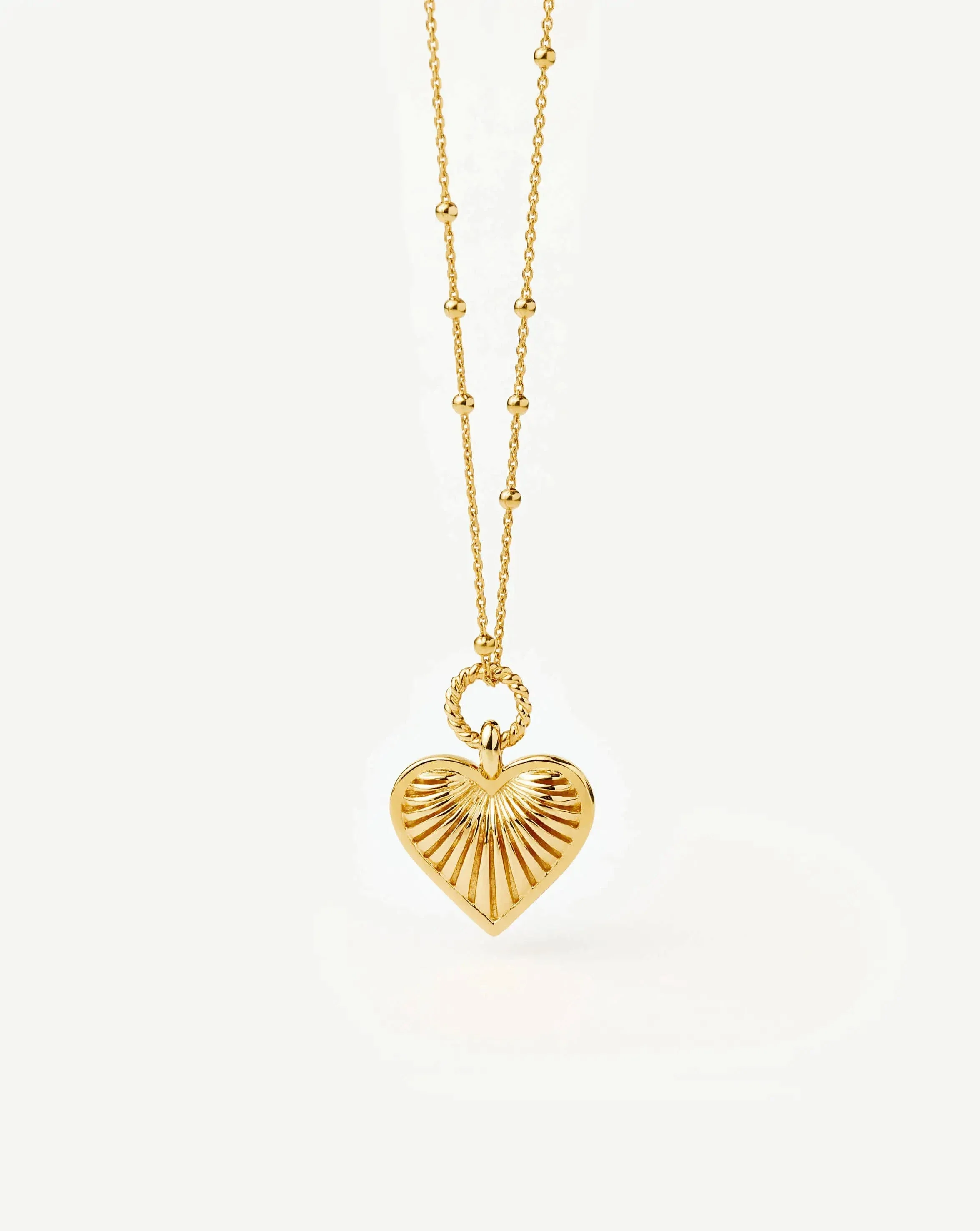 Ridge Heart Charm Pendant Necklace | 18k Gold Plated - Image 4