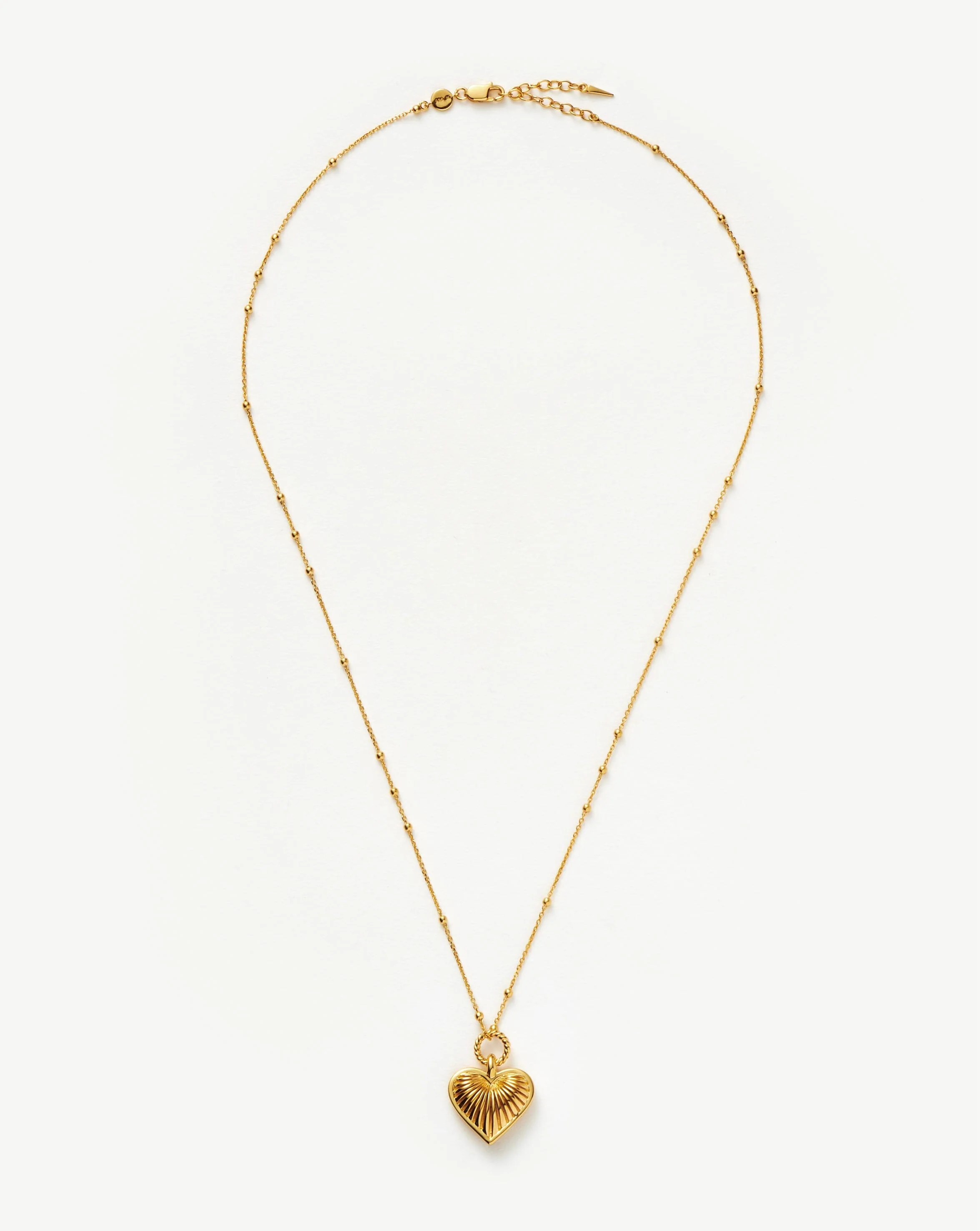 Ridge Heart Charm Pendant Necklace | 18k Gold Plated - Image 5