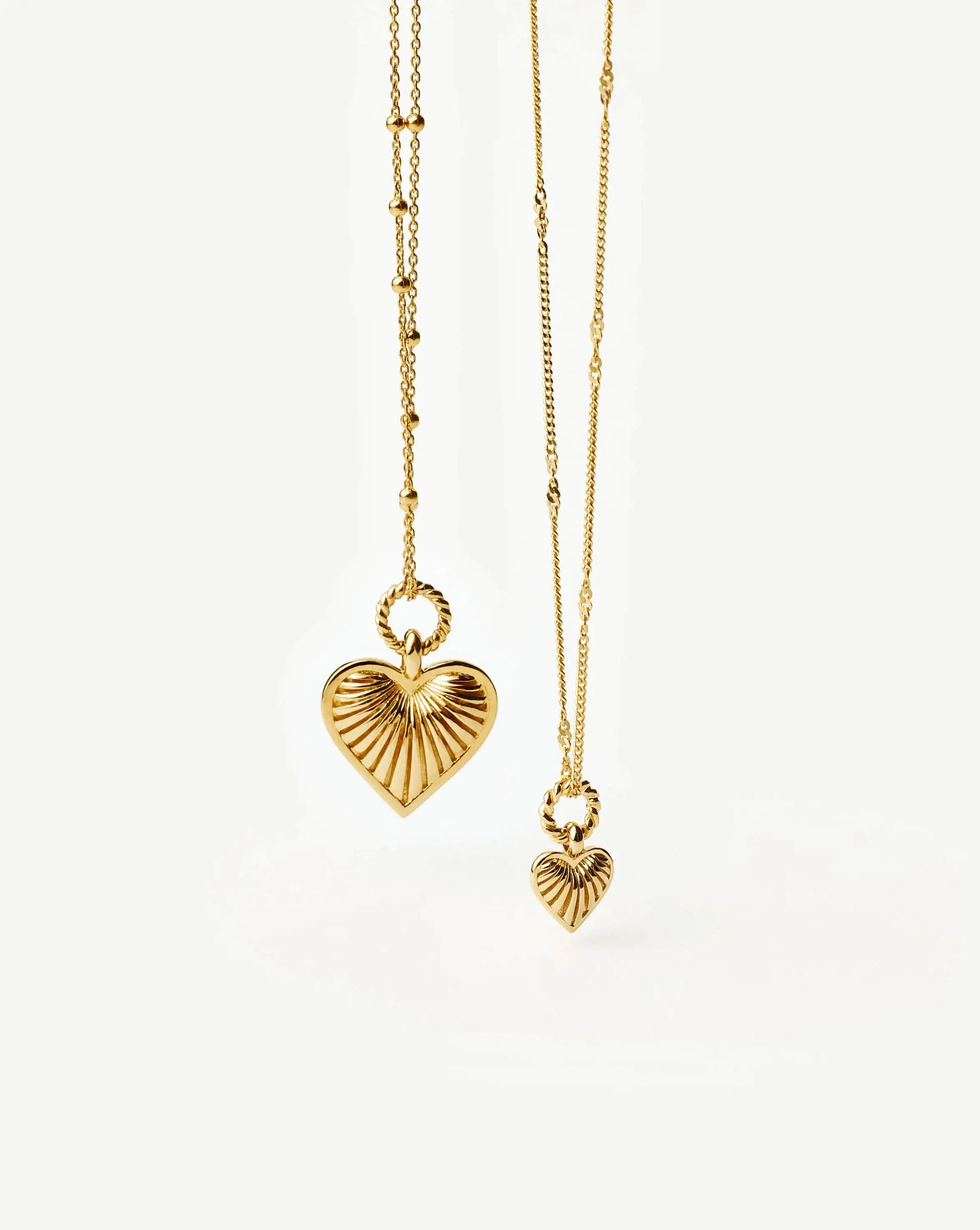 Ridge Heart Charm Pendant Necklace | 18k Gold Plated - Image 7