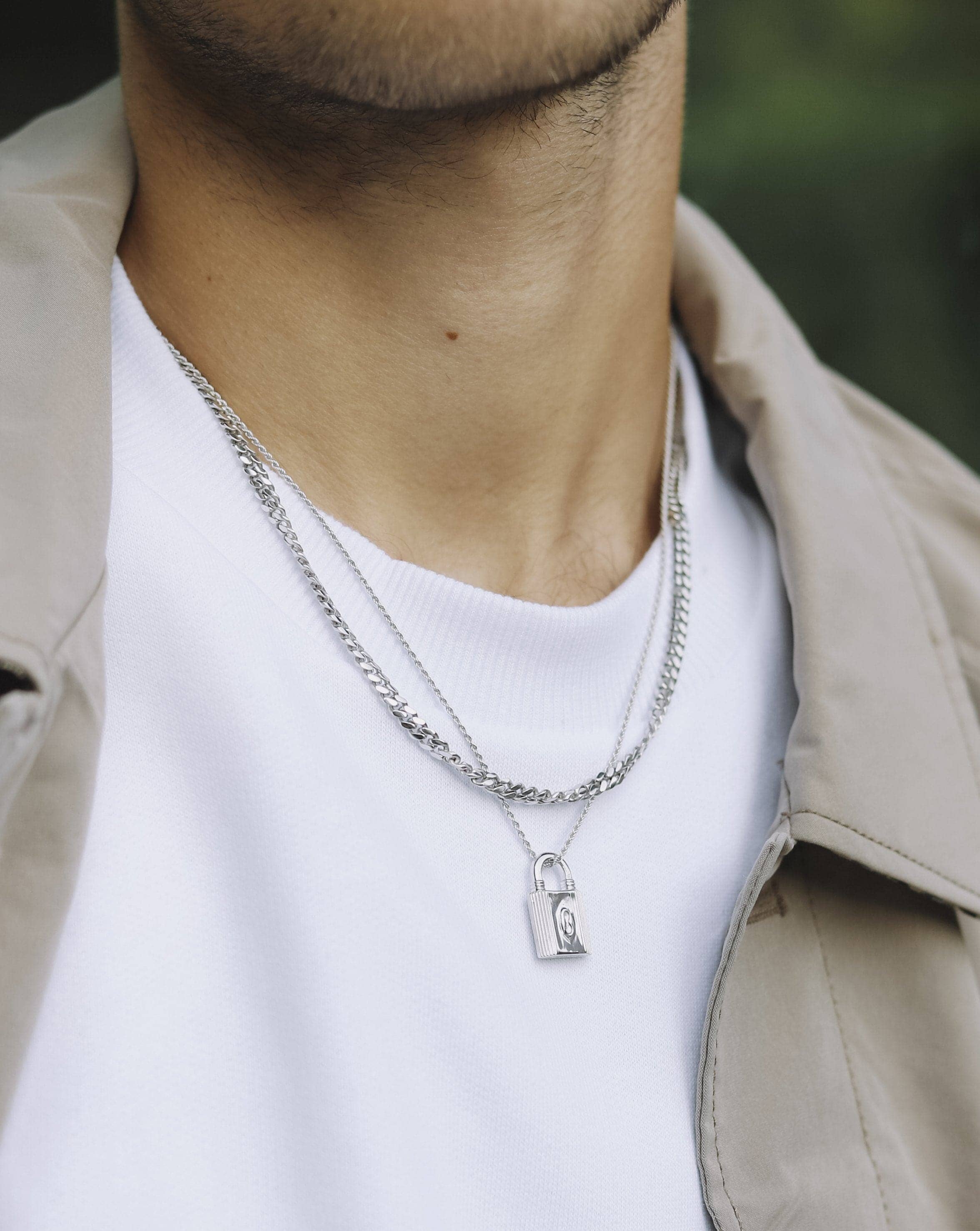 Mens Round Curb Chain Necklace - Image 5
