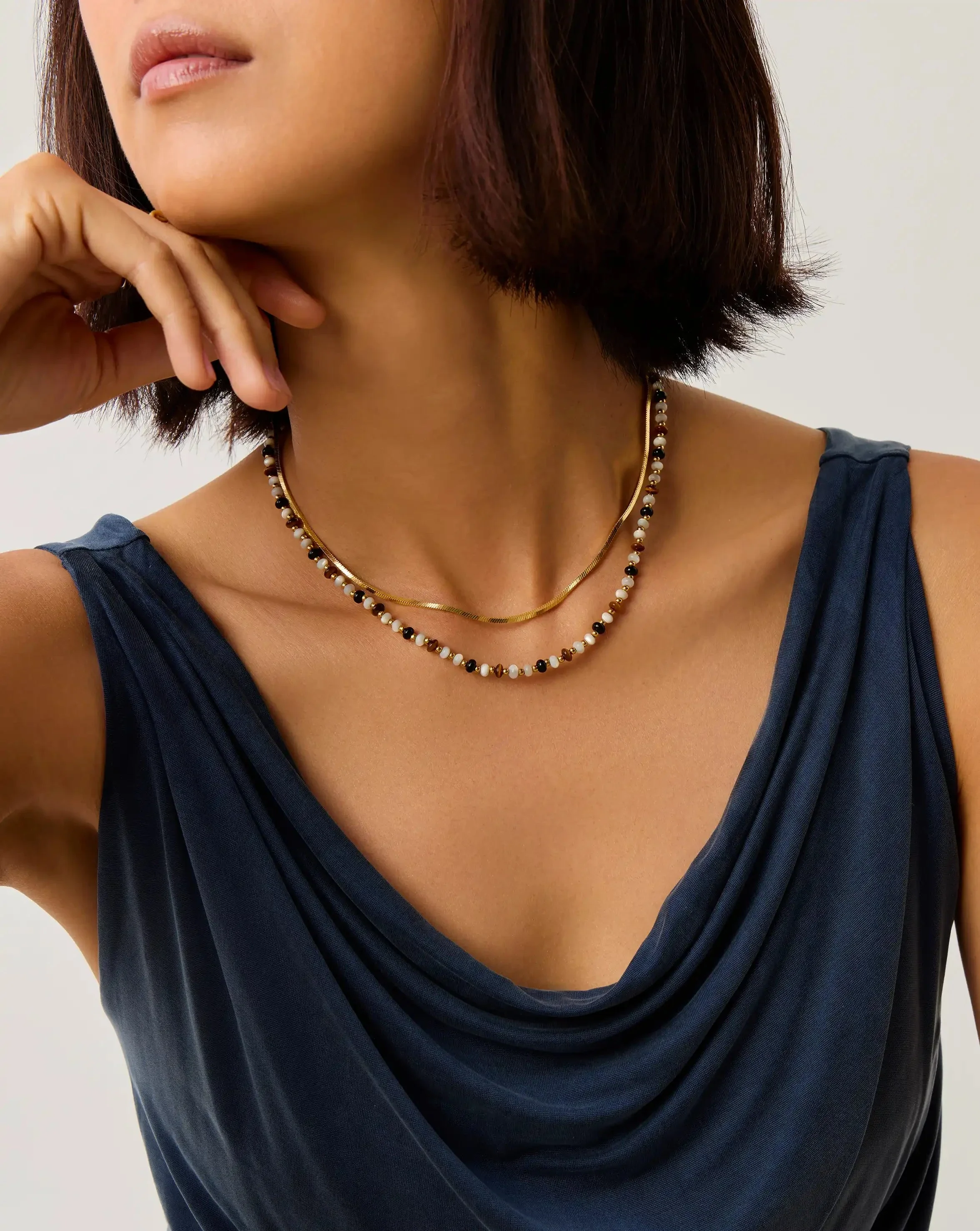 Savi Pearl & Gemstone Beaded Necklace | 18k Gold Plated/Multi - Image 3