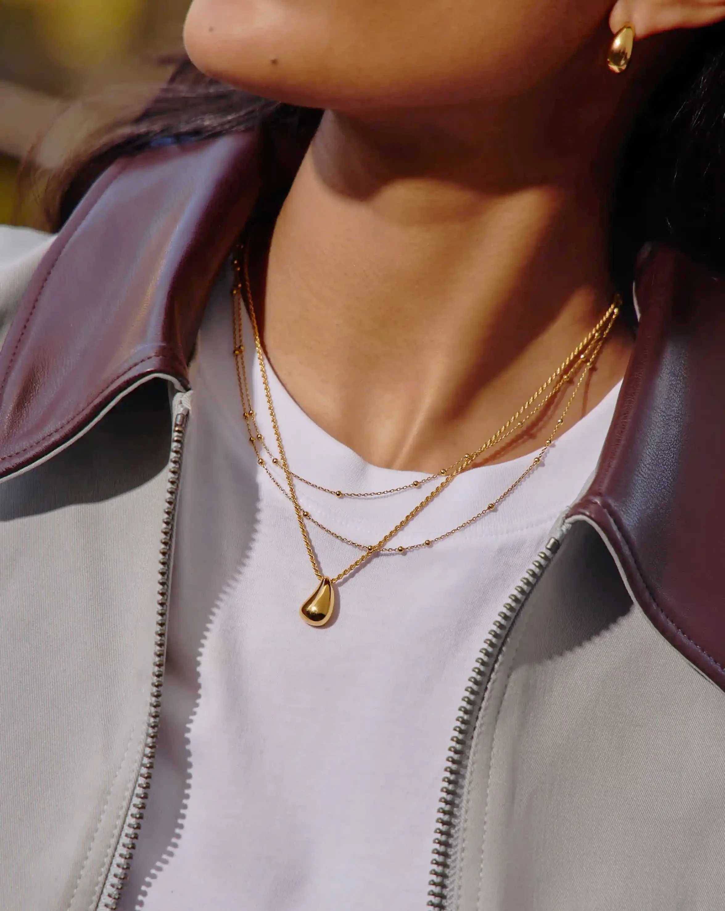 Savi Sculptural Droplet Pendant Necklace | 18k Gold Vermeil - Image 3